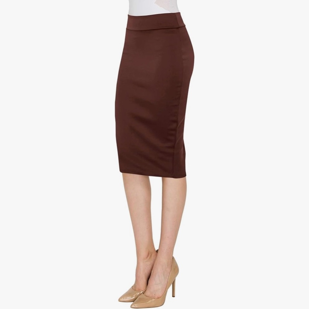 Classic Brown Pencil Skirt - Women - Picture 2 of 6